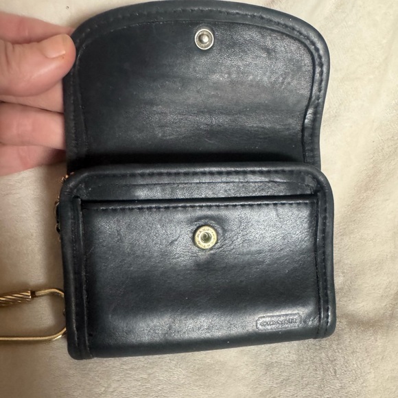Vintage Coach Black Leather Multi Function Wallet with Chain Keyring 7219 - Picture 3 of 4